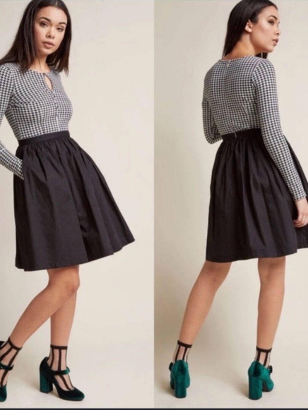 🌺MODCLOTH HOUNDSTOOTH FIT & FLARE DRESS